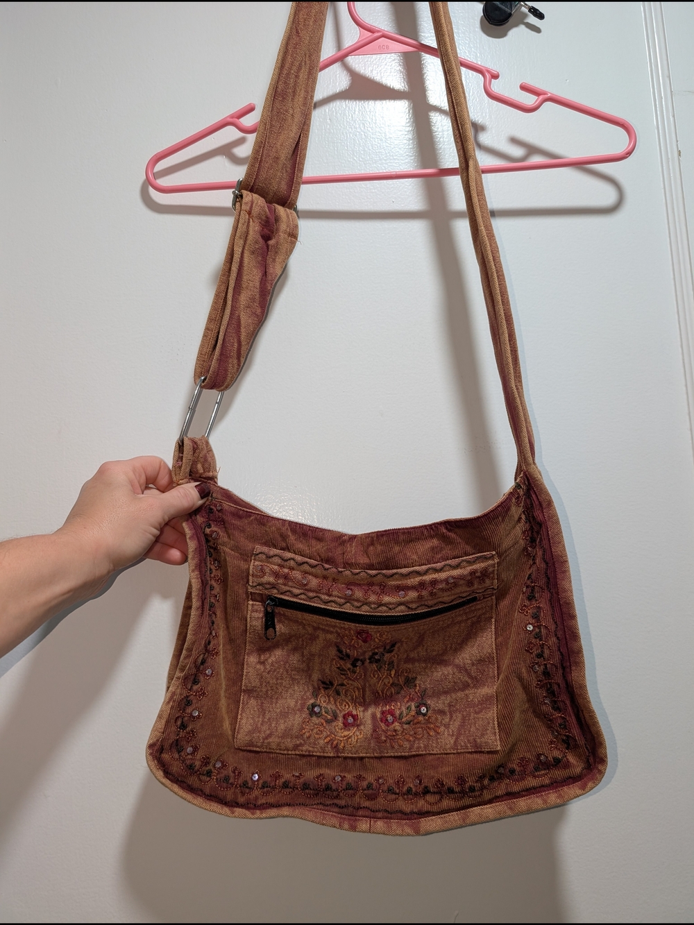 Bohemian Embroidered Brown Crossbody Bag